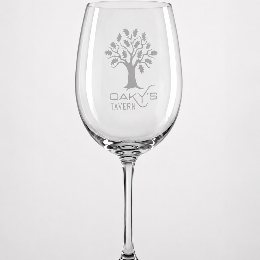 Oaky's Engraved Wine Glass